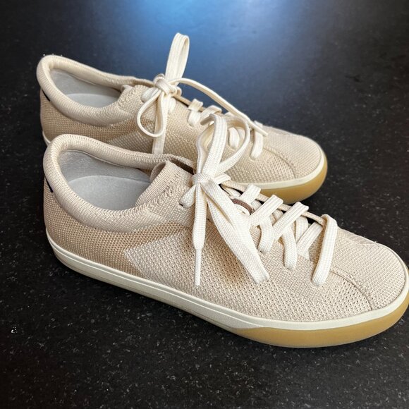 ROTHY'S "The Lace Up Sneaker," Biscuit (Cream, Beige and Brown) Sz 6 Exc. Cond. - Picture 4 of 8